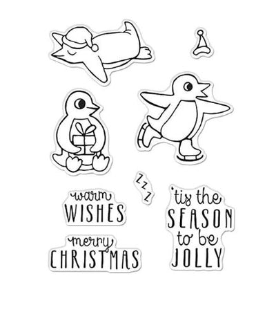 Hero Arts Warm Wishes Penguins 3X4 Stamp Set