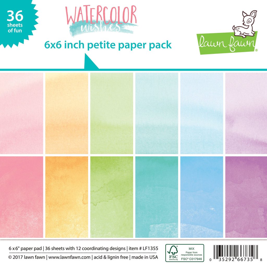 Lawn Fawn Watercolor Wishes 6X6 Paper Pad