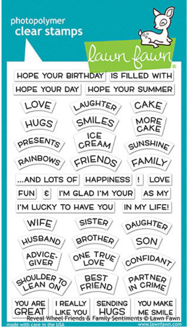 Lawn Fawn Reveal Wheel Friends & Family Sentiments Stamp