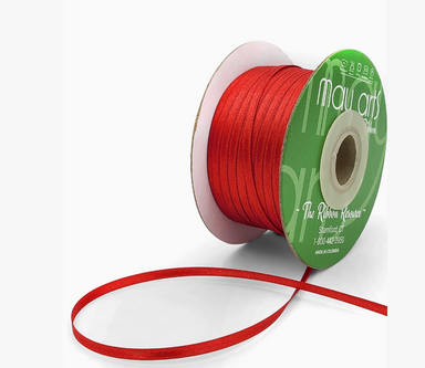 May Arts 1/8" Double Face Satin Ribbon, Red