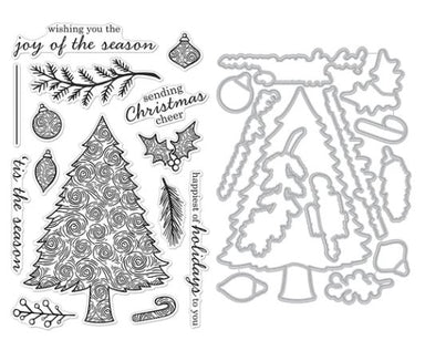 Hero Arts Swirly Christmas Tree Stamp/Die Bundle