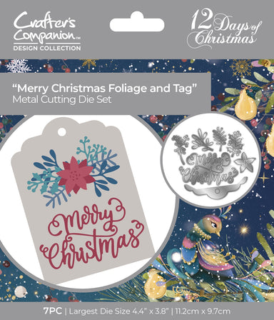 Crafters Companion Merry Christmas Foliage & Tag Die Set