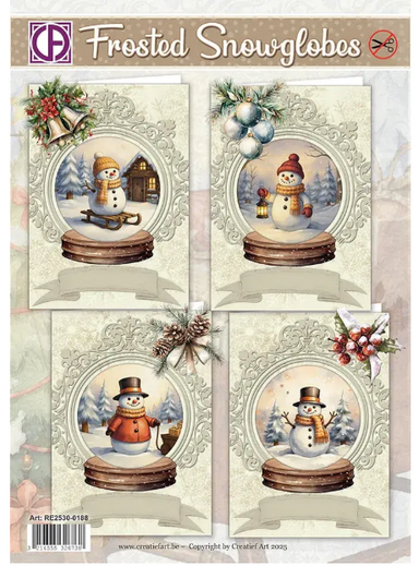 Creatief Art Card Kit Frosted Snowglobes 4 Cards