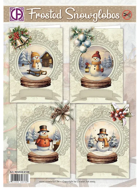 Creatief Art Card Kit Frosted Snowglobes 4 Cards
