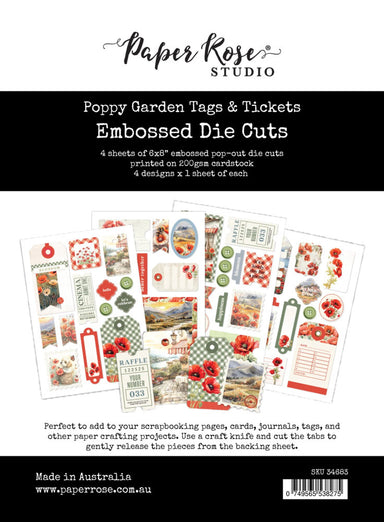 Paper Rose Poppy Garden Tags & Tickets Embossed Die Cuts