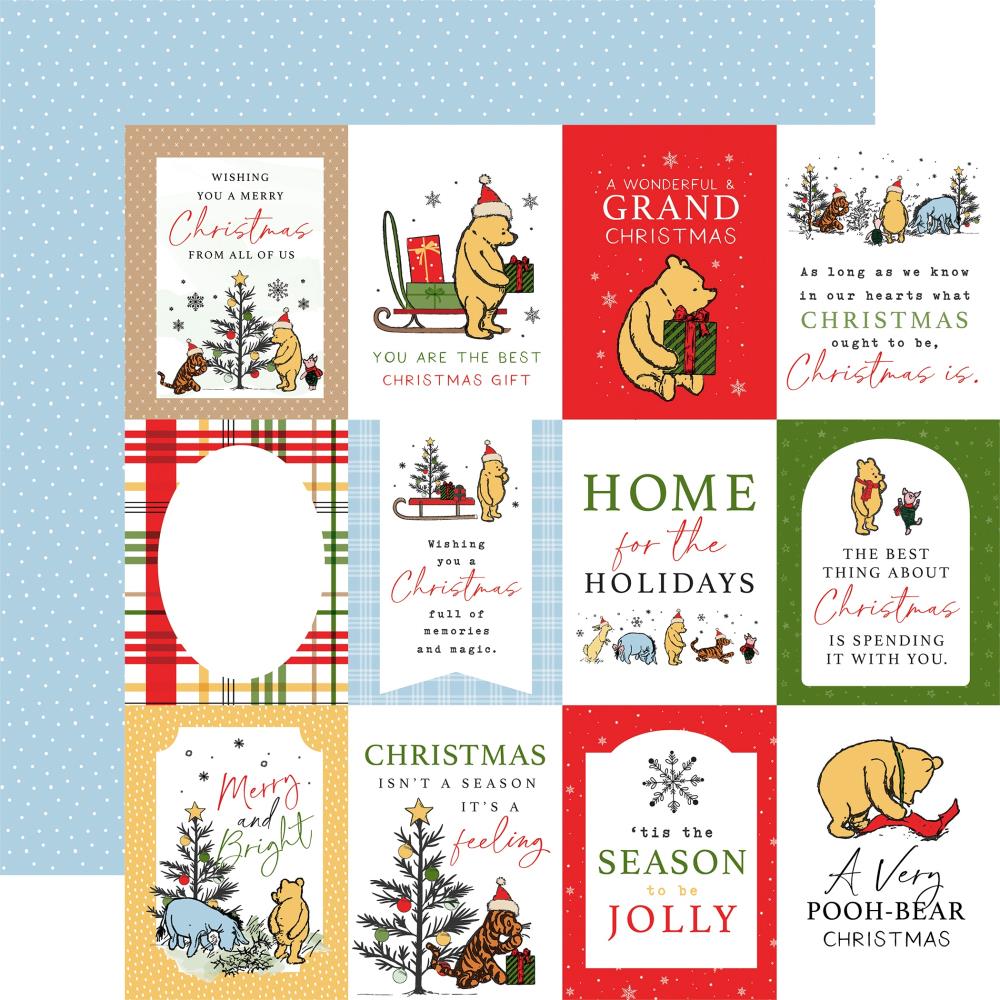 Echo Park Winnie the Pooh Christmas 3X4 Journaling Cards Paper