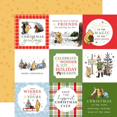 Echo Park Winnie the Pooh Christmas 4X4 Journaling Cards Paper