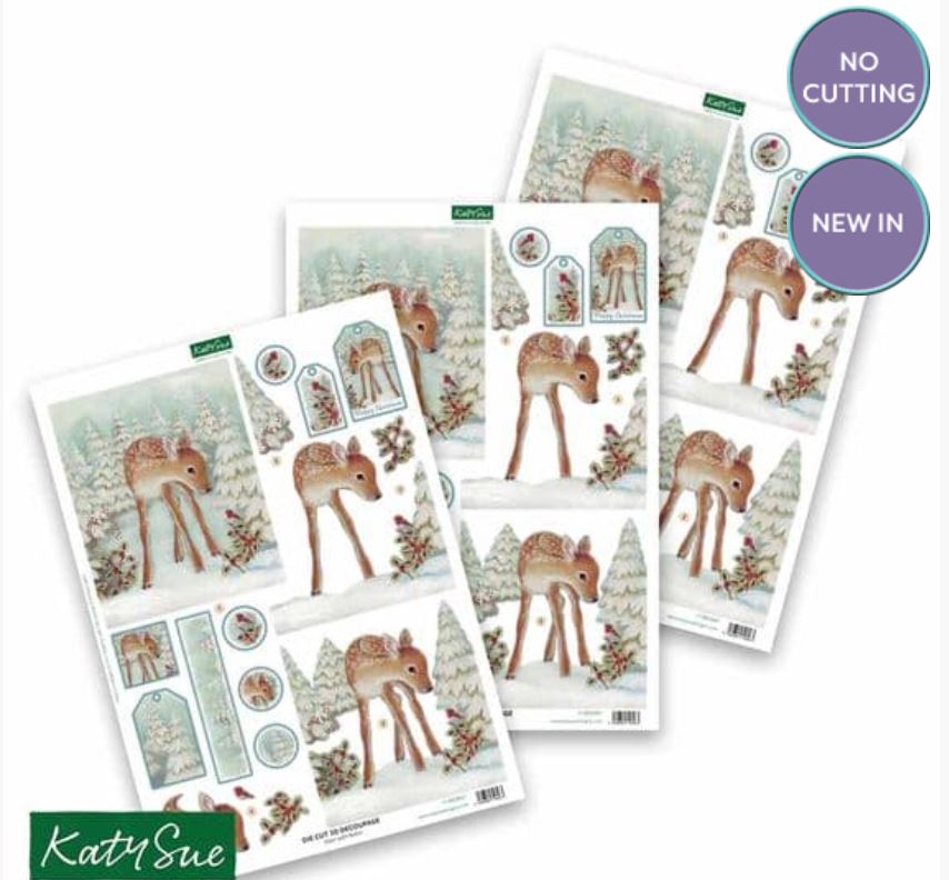 Katy Sue Deer With Robin Die Cut 3D Decoupage Sheets