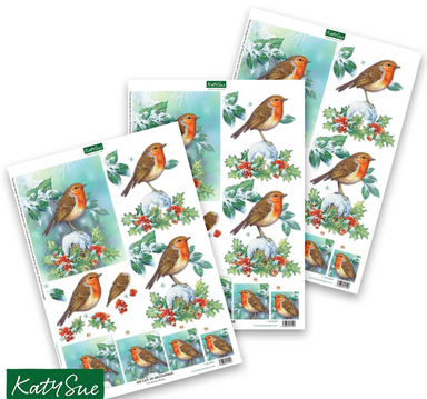 Katy Sue Christmas Robin Die Cut 3D Decoupage