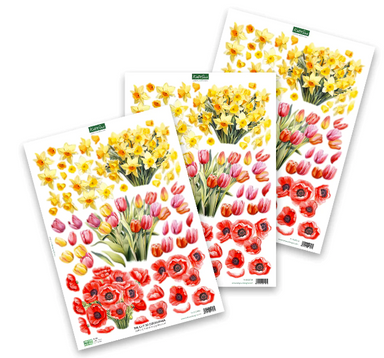 Katy Sue Designs Die Cut Decoupage Daffodil, Tulip & Poppy Bouquet