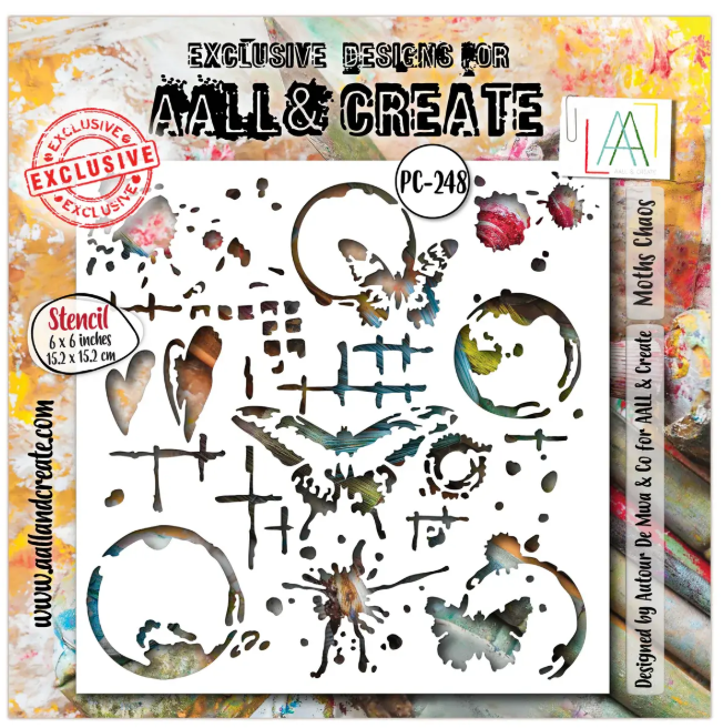 Aall & Create Moths Chaos 6X6 Stencil