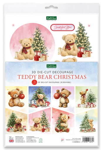 Katie Sue Teddy Bear Christmas 3D Die Cut Decoupage