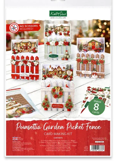 Katie Sue Poinsettia Garden Picket Fence Card Kit