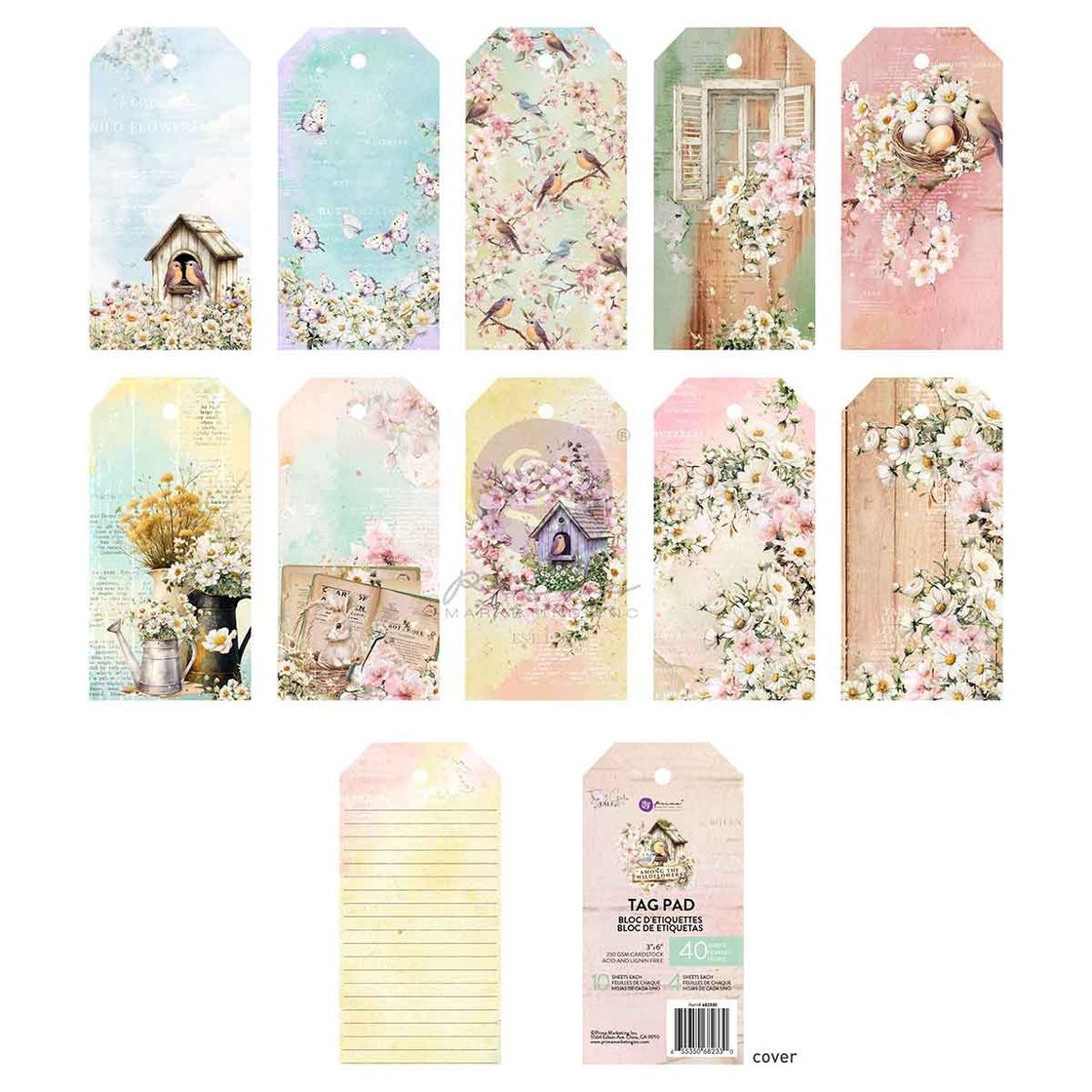Prima Marketing Among the Wildflowers Tag Pad 40/PKG