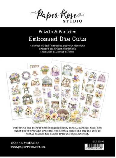 Paper Rose Petals & Pansies Embossed Die Cuts