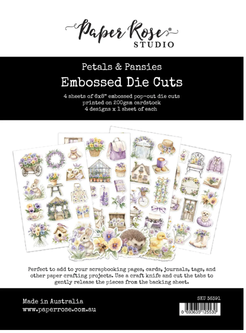 Paper Rose Petals & Pansies Embossed Die Cuts