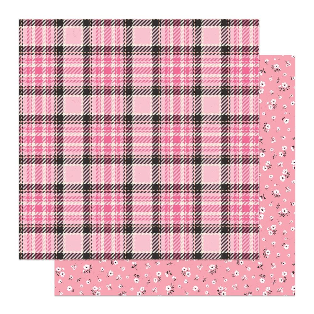 Photoplay Lil Boo Thing Pink Plaid 12X12 Paper