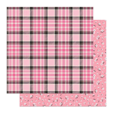 Photoplay Lil Boo Thing Pink Plaid 12X12 Paper