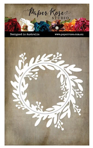 Paper Rose Floral Holly Christmas Wreath Die