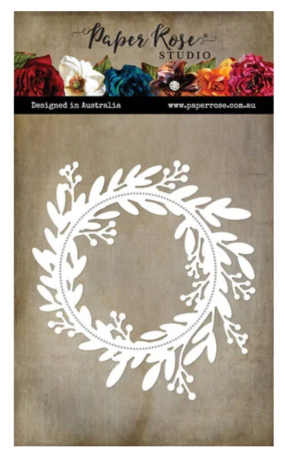 Paper Rose Floral Holly Christmas Wreath Die