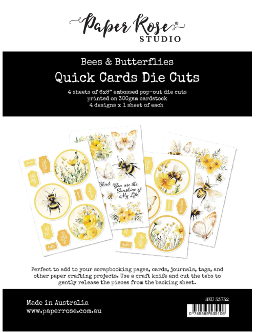 Paper Rose Bees & Butterflies Quick Cards Die Cuts