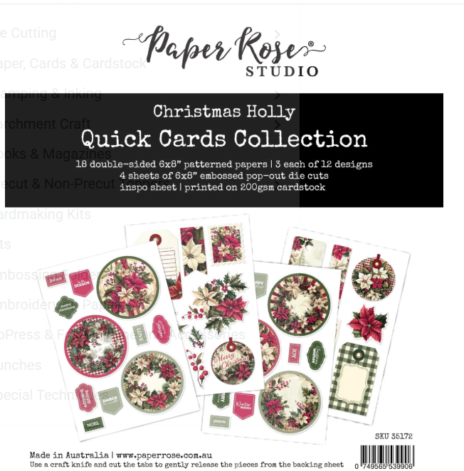 Paper Rose Christmas Holly Quick Cards Collection