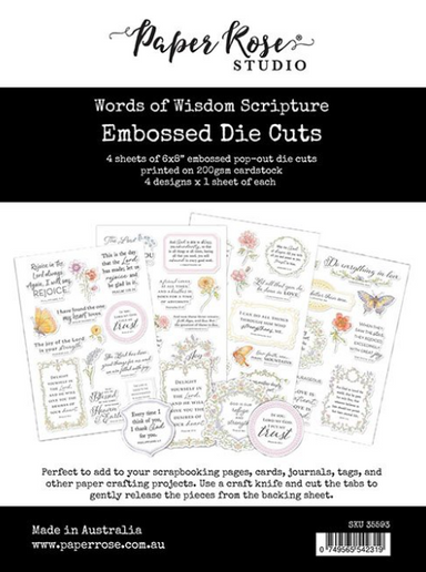Paper Rose Words of Wisdom Scripture Embossed Die Cuts