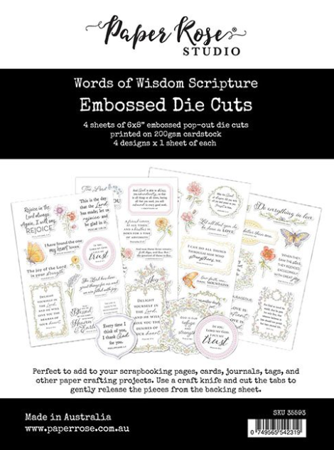 Paper Rose Words of Wisdom Scripture Embossed Die Cuts