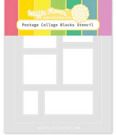 Waffle Flower Postage Collage Blocks Stencil