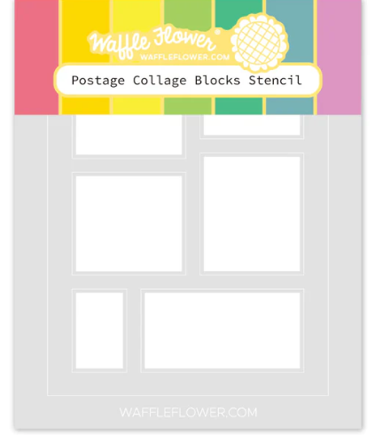 Waffle Flower Postage Collage Blocks Stencil
