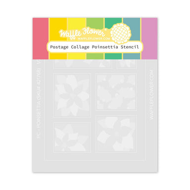 Waffle Flower Postage Collage Poinsettia Stencil