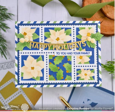 Waffle Flower Postage Collage Poinsettia Stencil