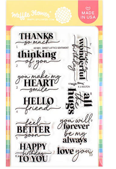 Waffle Flower Sweet Lattice Sentiments Stamp Set