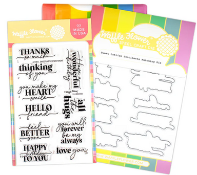 Waffle Flower Sweet Lattice Sentiments Stamp and Die Combo