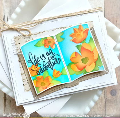 Waffle Flower Open Book Floral Stencil