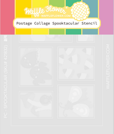 Waffle Flower Postage Collage Spooktacular Stencil