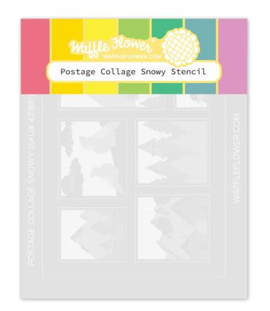 Waffle Flower Postage Collage Snowy Stencil