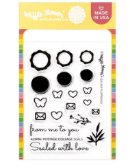 Waffle Flower Postage Collage Mini Seals Stamp Set
