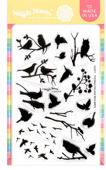 Waffle Flower Postage Collage Wild Birds Stamp Set
