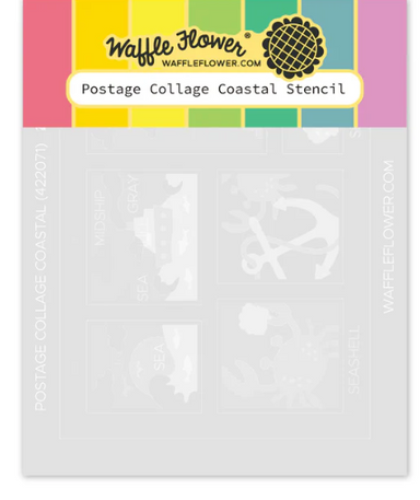 Waffle Flower Postage Collage Coastal Stencil