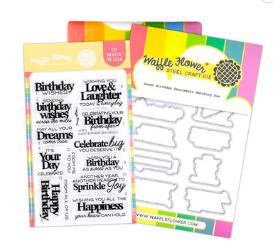 Waffle Flower Sweet Birthday Sentiments Stamp/Die Combo