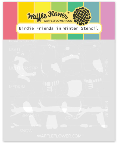 Waffle Flower Birdie Friends in Winter Stencil