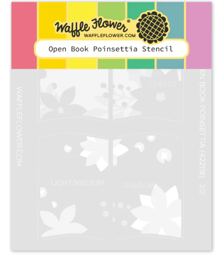 Waffle Flower Open Book Poinsettia Stencil