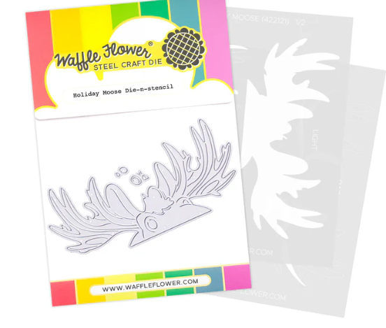 Waffle Flower Holiday Moose Die-n-stencil