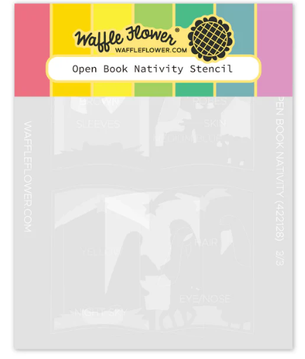 Waffle Flower Open Book Nativity Stencil