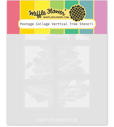 Waffle Flower Poastage Collage Vertical Tree Stencil