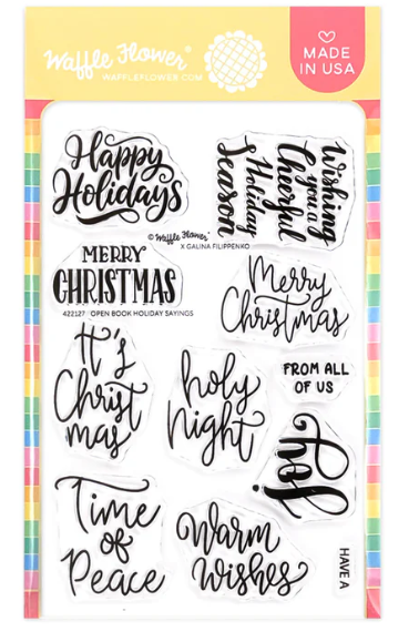 Waffle Flower Open Book Holiday Sayings Set