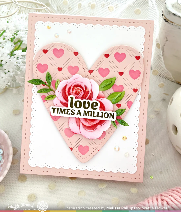 Waffle Flower Love You More Sentiments Combo (Stamp/Die)