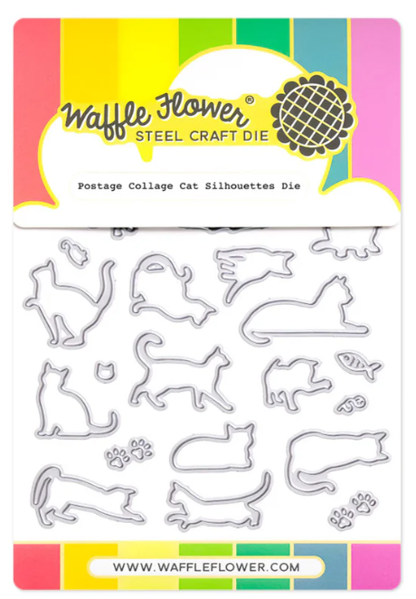 Waffle Flower Postage Collage Cat Silhouette Die