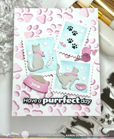 Waffle Flower Postage Collage Cat Silhouette Die